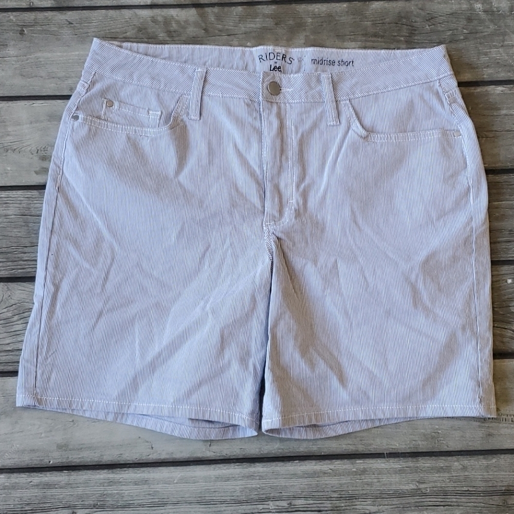 Riders by Lee Midrise Striped Shorts Sz 14